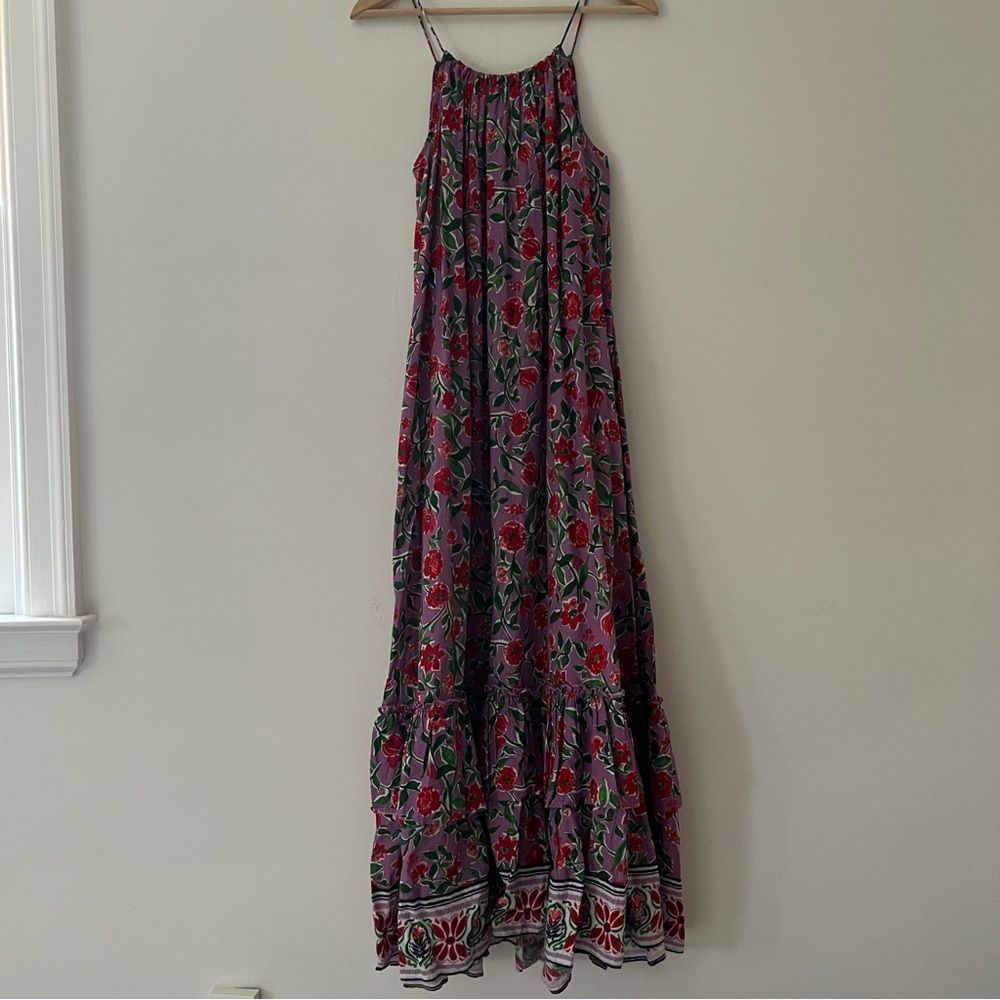 A Pea In The Pod Nwt Maternity Dress Tiered Maxi Floral Purple Red Size Xs — image 5 of 8